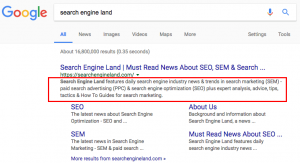 google meta description